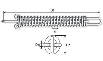 Tech Drawing - Draw bar springs in stainless spring steel 