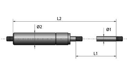 Tech Drawing - Gas springs with theaded ends