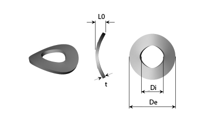 Tech drawing - Curved spring washers