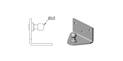 Technical drawing - Endfitting - Brackets ball Technical drawing - Endfitting - Brackets ball