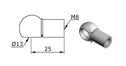 Technical drawing - Endfitting - Ballsocket Technical drawing - Endfitting - Ballsocket