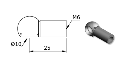 Technical drawing - Endfitting - Ballsocket