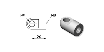 Technical drawing - Endfitting - Eye Technical drawing - Endfitting - Eye