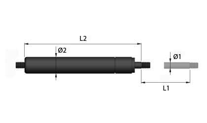 Tech Drawing - Traction gas springs with threads