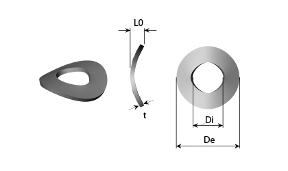 Technical drawing - Spring washers - Curved